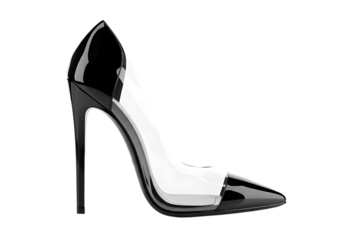 Elevate Your Style with Sleek Black Stiletto Shoes on transparent background.