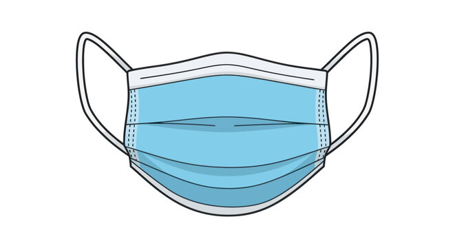 Blue Surgical Face Mask with Ear Loops Illustration.