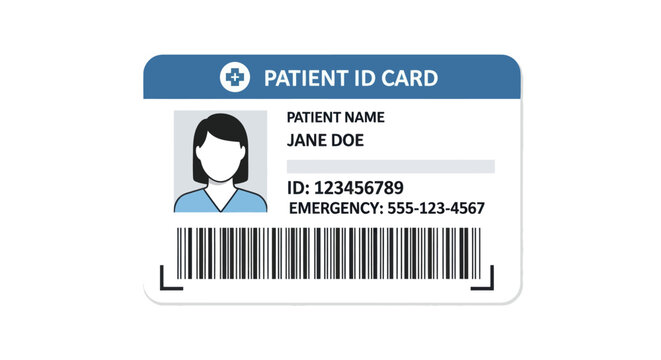 Generic Patient ID Card with Barcode and Placeholder Photo.
