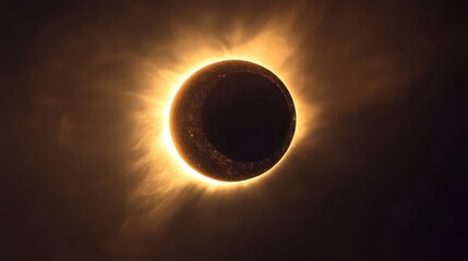 Obraz premium Fiery eclipse with sun’s glowing edges creating dramatic corona.