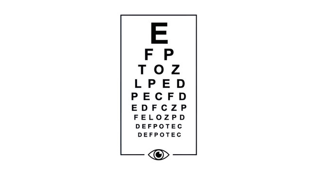 Snellen Eye Chart for Vision Testing and Acuity Assessment.