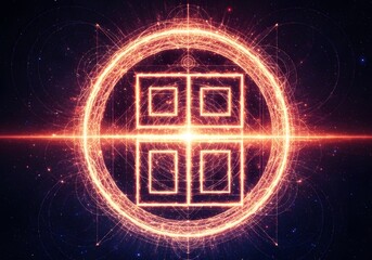 Mystical Glowing Symbol in Cosmic Space: A Digital Art Creation