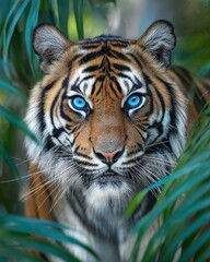 Obraz premium Majestic Tiger. Beautiful Tiger Portrait. Generative Ai