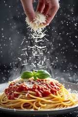 Classic Italian Spaghetti with Grated Parmesan and Basil