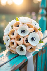 Anemone Wedding Bouquet at Golden Hour