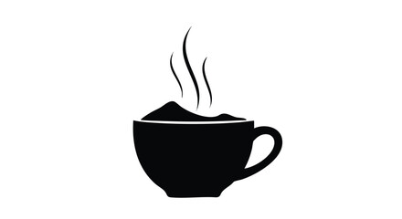 Elegant black coffee cup silhouette steaming hot ready to drink for a cozy warm beverage break