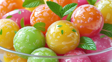 Colorful Fruit Ball Salad with Fresh Melon and Mint