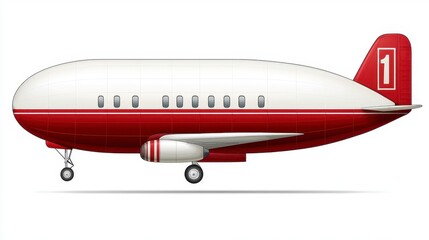 Retro Red and White Airplane Illustration