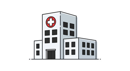 Modern Hospital Building Icon Illustration.
