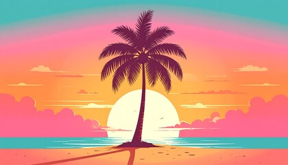 Fototapeta premium Vibrant sunset beach scene (1)