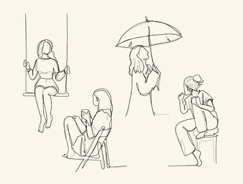 continuous one line art drawing. Sad in problem, anxiety and stress,  Mental health disorder, depression, tired.