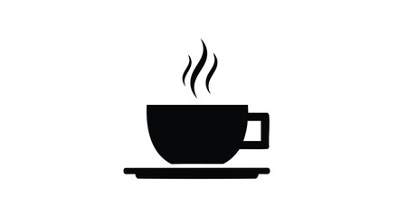 Enjoy a steaming cup of coffee to brighten your morning, an elegant monochrome silhouette on white
