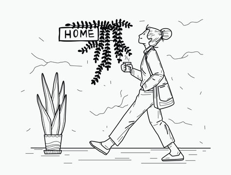 continuous one line art drawing. Sad in problem, anxiety and stress,  Mental health disorder, depression, tired.