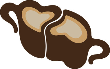 illustration of two coffee cups in the shape of hearts 