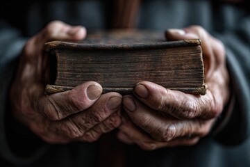 Holy bible held in hands of religious person. Ai Generative