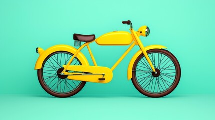 Fototapeta premium Retro Yellow Bicycle on Teal Background