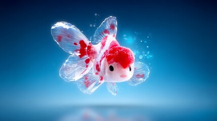 Golden fish leaps from water, a captivating display of aquatic grace and movement in midair with sparkling droplets