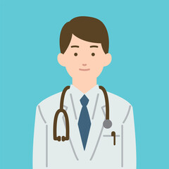 Fototapeta premium 男性医師の正面イラスト