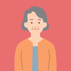 おばあさんの正面イラスト