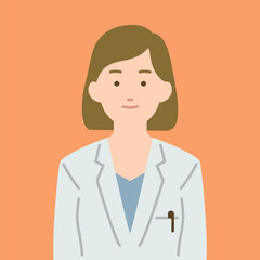 Fototapeta premium 白衣を着た女性医師の正面イラスト