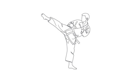 Obraz premium Martial Arts Fighter in High Kick Pose.