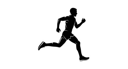 Obraz premium Silhouette of a Running Man in Athletic Stance.