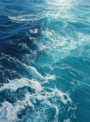Ocean water moving softly with ripples and splashes in blue shades