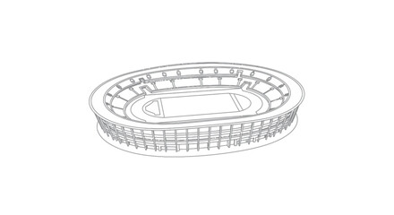 Sketch of an Oval-Shaped Stadium with Tiered Seating.