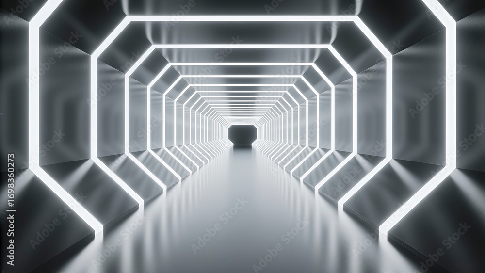 Aufkleber the 3d rendering extends infinitely forward into the background of the future space passage