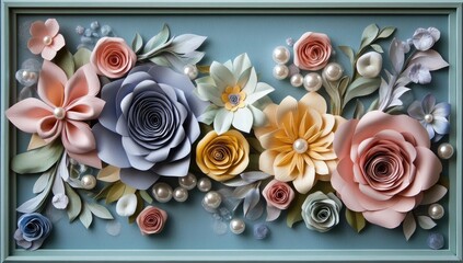 3D Paper-Cut Style Colorful Pastel Floral Pattern with Elegant Design for Soft and Artistic Decore