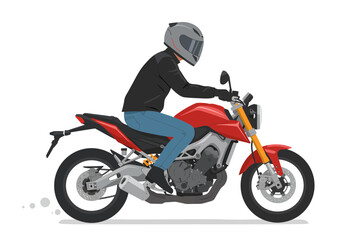 Dynamic motorcyclist speeding forward on a vibrant red sport bike, embracing freedom and adventure on the open road.