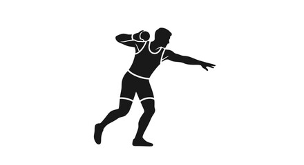 Silhouette of a Shot Put Athlete in Throwing Motion. © Maryati
