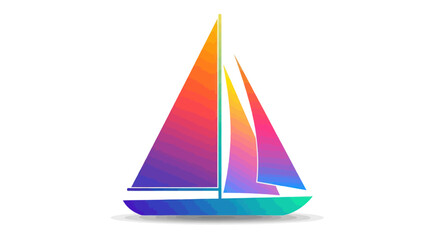 Colorful Geometric Sailboat Illustration with Gradient Sails and Hull.