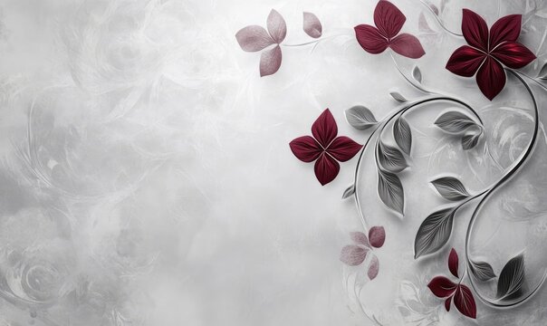 a beautiful gray and burgundy floral pattern wallpaper, romantic, vintage, shabby chic