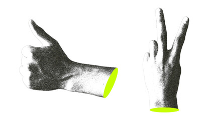 halftone collage hands
