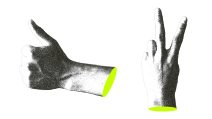 halftone collage hands