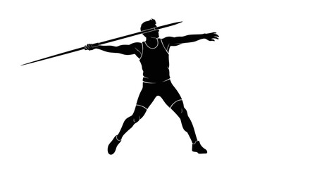 Male Javelin Thrower Athlete Silhouette in Action.