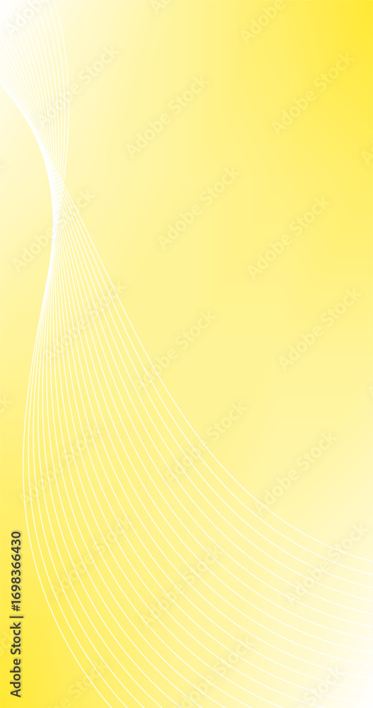 Aufkleber yellow gradient abstract background with wavy lines and curves in white