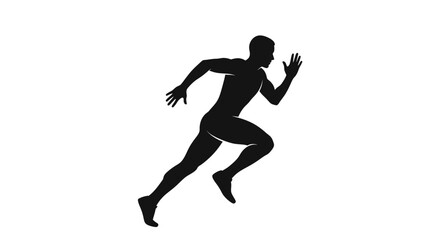 Silhouette of a Running Male Athlete in a Sprint.