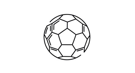 Simple Line Art Illustration of a Soccer Ball with Pentagons and Hexagons.