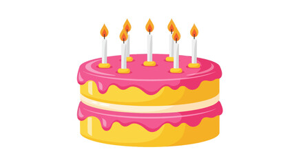 Colorful Two-Tiered Birthday Cake with Candles.