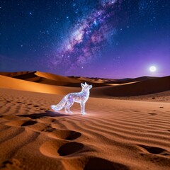 홀로그램여우와은하수사막밤풍경