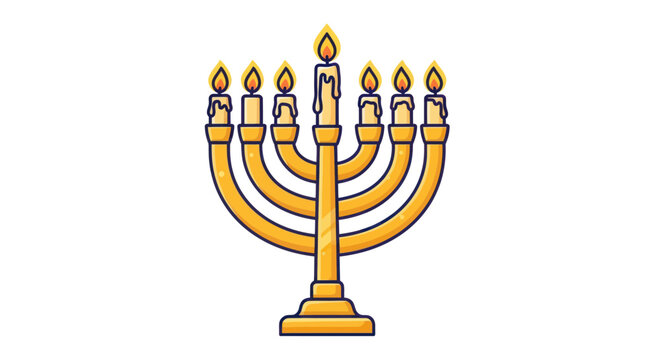 golden menorah with candles burning brightly clip art preview