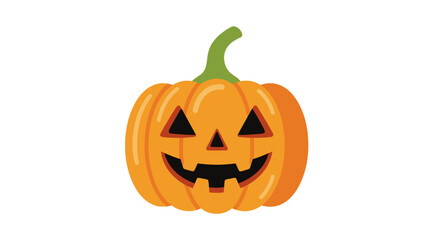 Cartoon Jack-o-lantern with a Smiling Face and Green Stem.