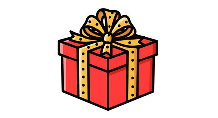 Red Gift Box with Gold Ribbon and Bow.