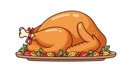 Roasted Thanksgiving Turkey on a Decorative Serving Platter.