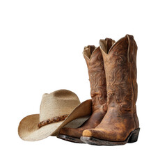 cowboy boots and hat [Transparent Background PNG]