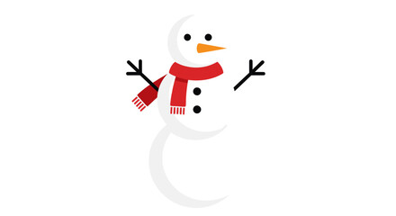 Cheerful Snowman Wearing a Red Scarf with Carrot Nose and Button Eyes.