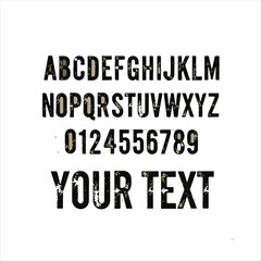 brush drawn font. hand drawn calligraphic letters made with brush textured effect. english alphabet with number. vector illustration on transparent background.