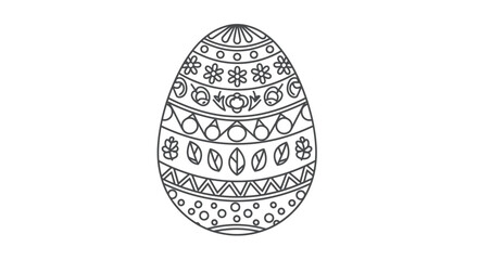 Intricately Decorated Easter Egg Outline with Floral and Geometric Patterns.